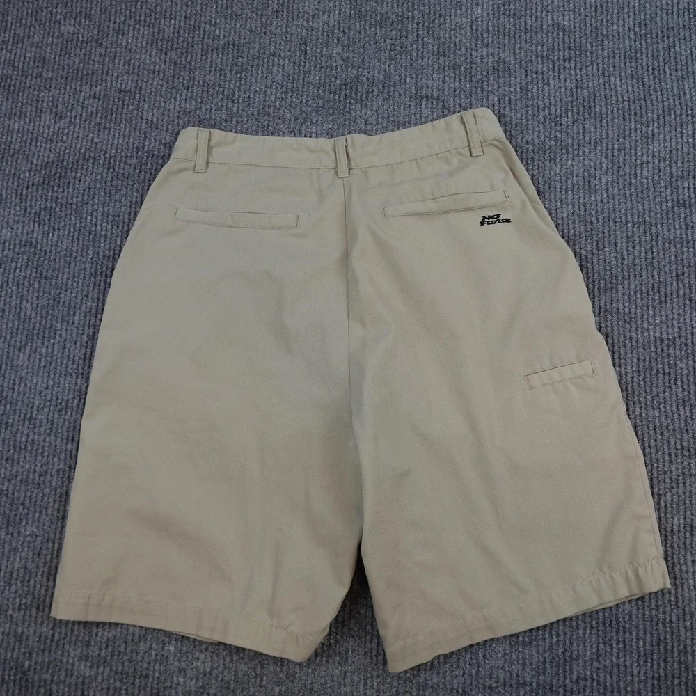 Vintage No Fear Shorts Mens 30 Beige Polyester Cotton Canvas Flat Front
